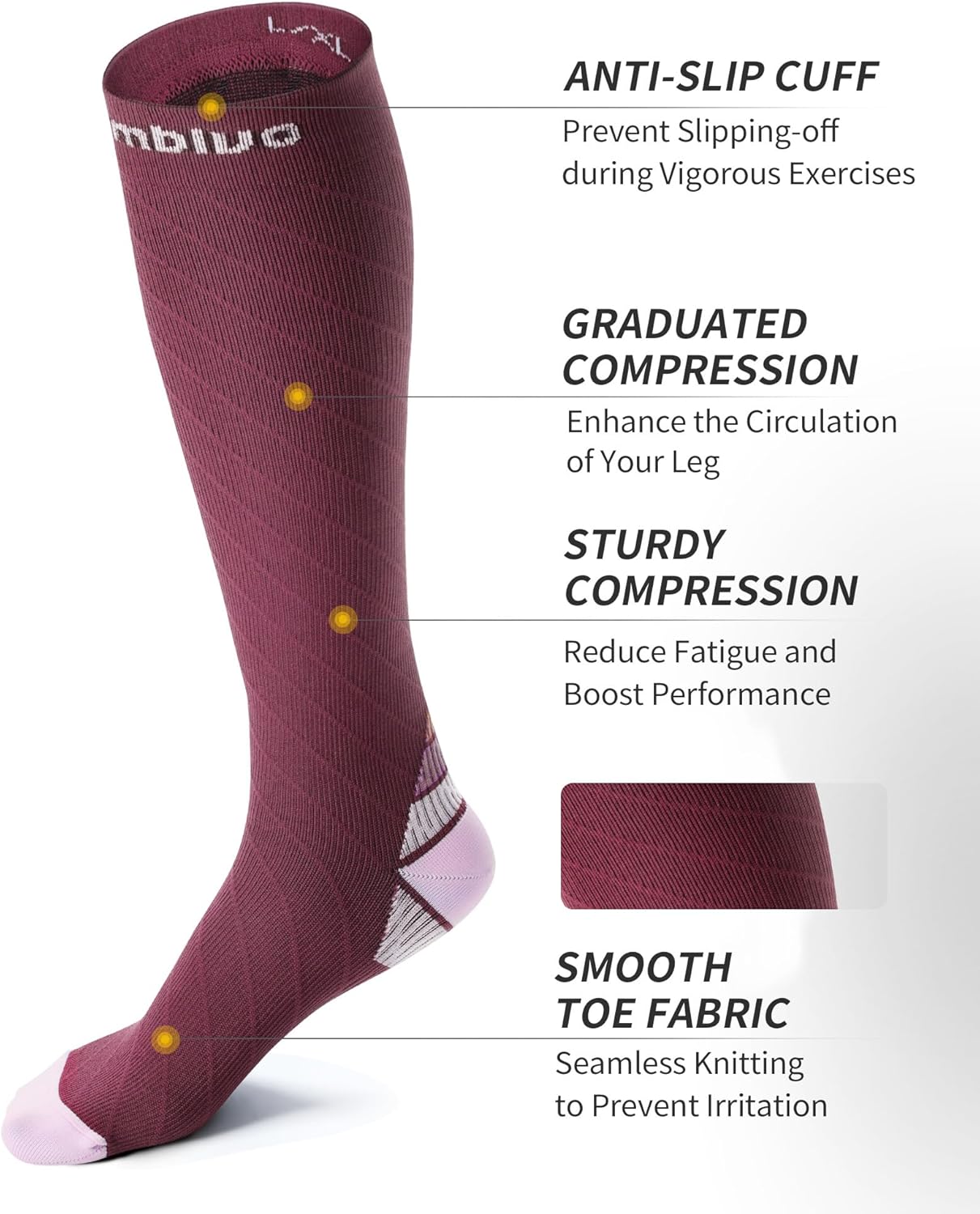 Detalle de CAMBIVO Compression Socks for Men & Women (2 Pairs) – Travel, Sports, and Everyday Support