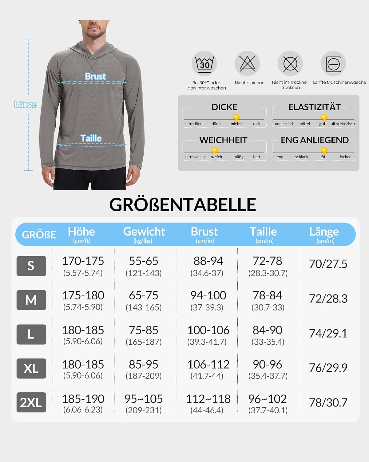 Detalle de MEETYOO T-Shirt UV UPF50+ pour Homme – Respirant, séchage rapide et protection solaire