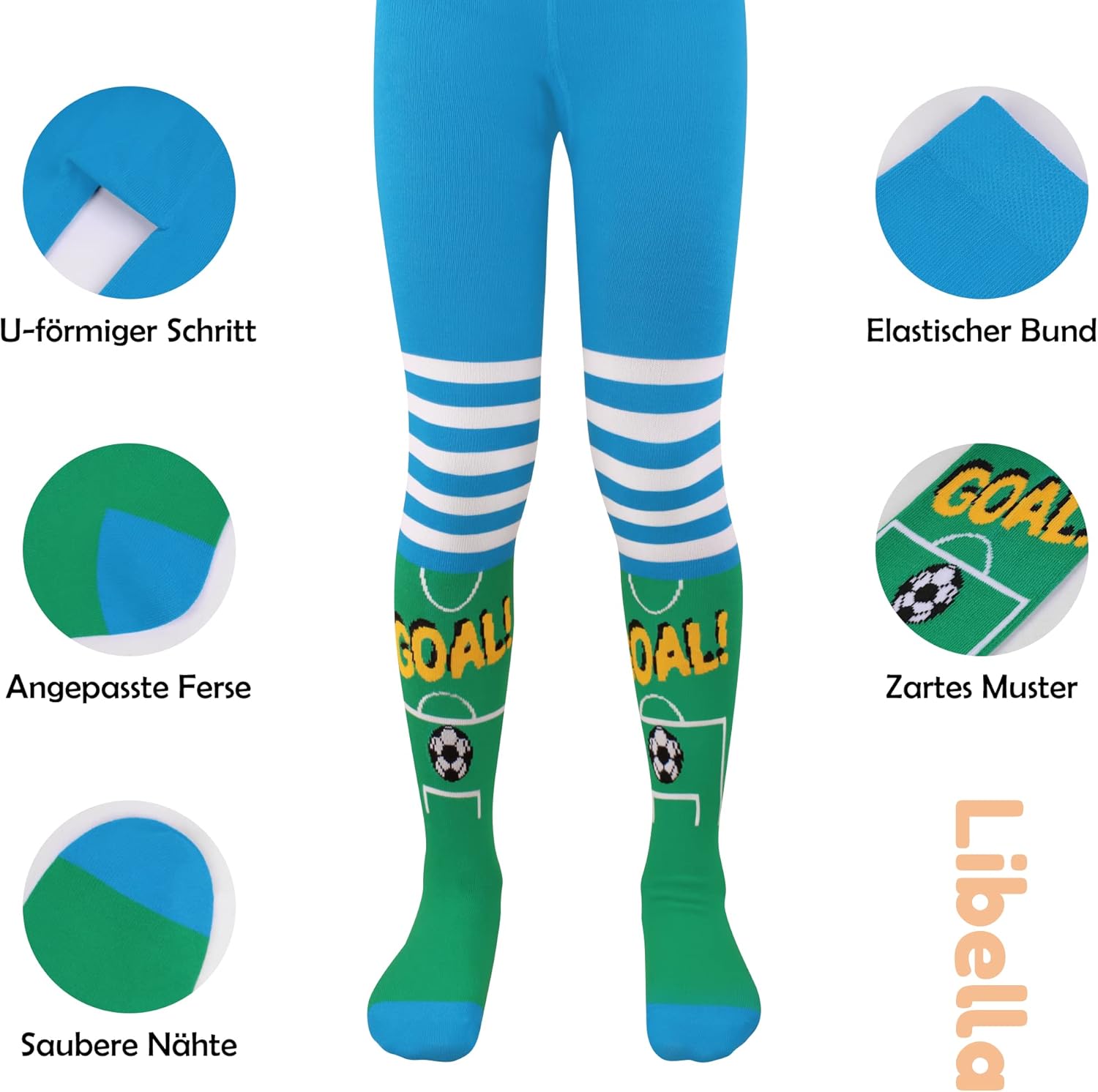 Detalle 2 de Libella Lot de 3 collants pour enfants bébés garçons – coton mélangé, multicolore