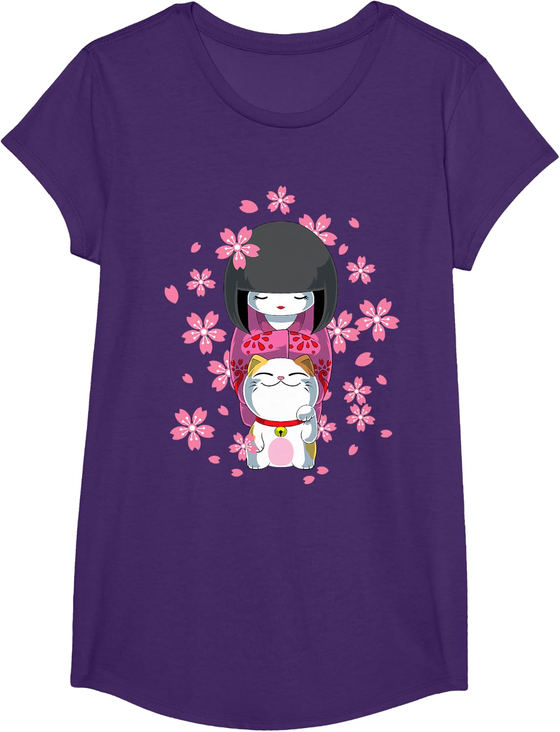 Detalle de Bambola Kokeshi kawaii con gatto fortunato
