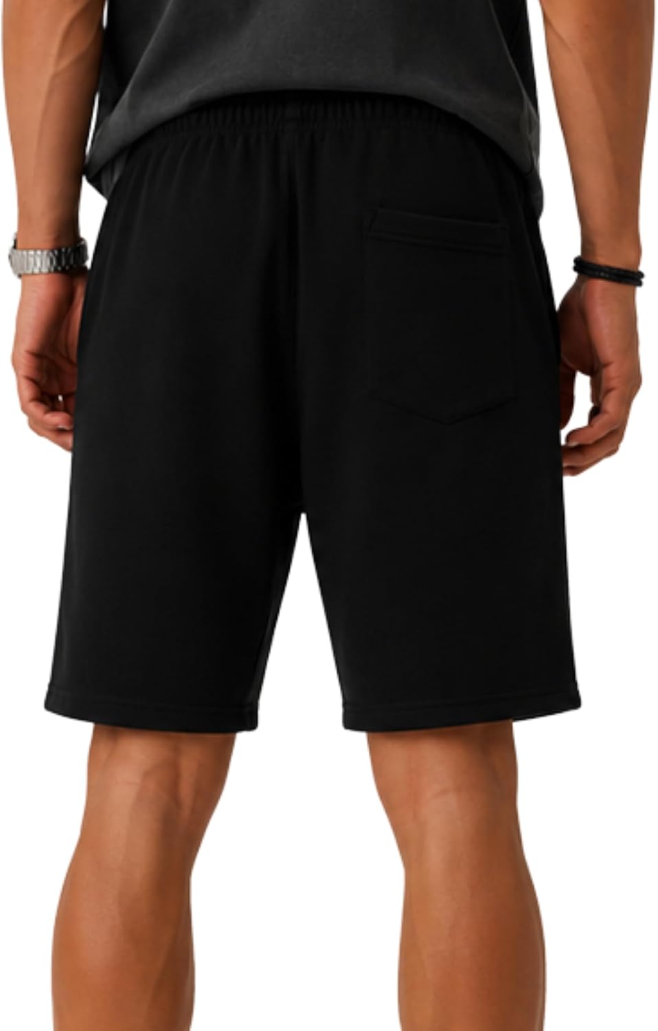 Detalle de ROSS CAMP Sporthose Herren Kurz – kurze Baumwoll-Trainingshose, Schwarz, Regular Fit