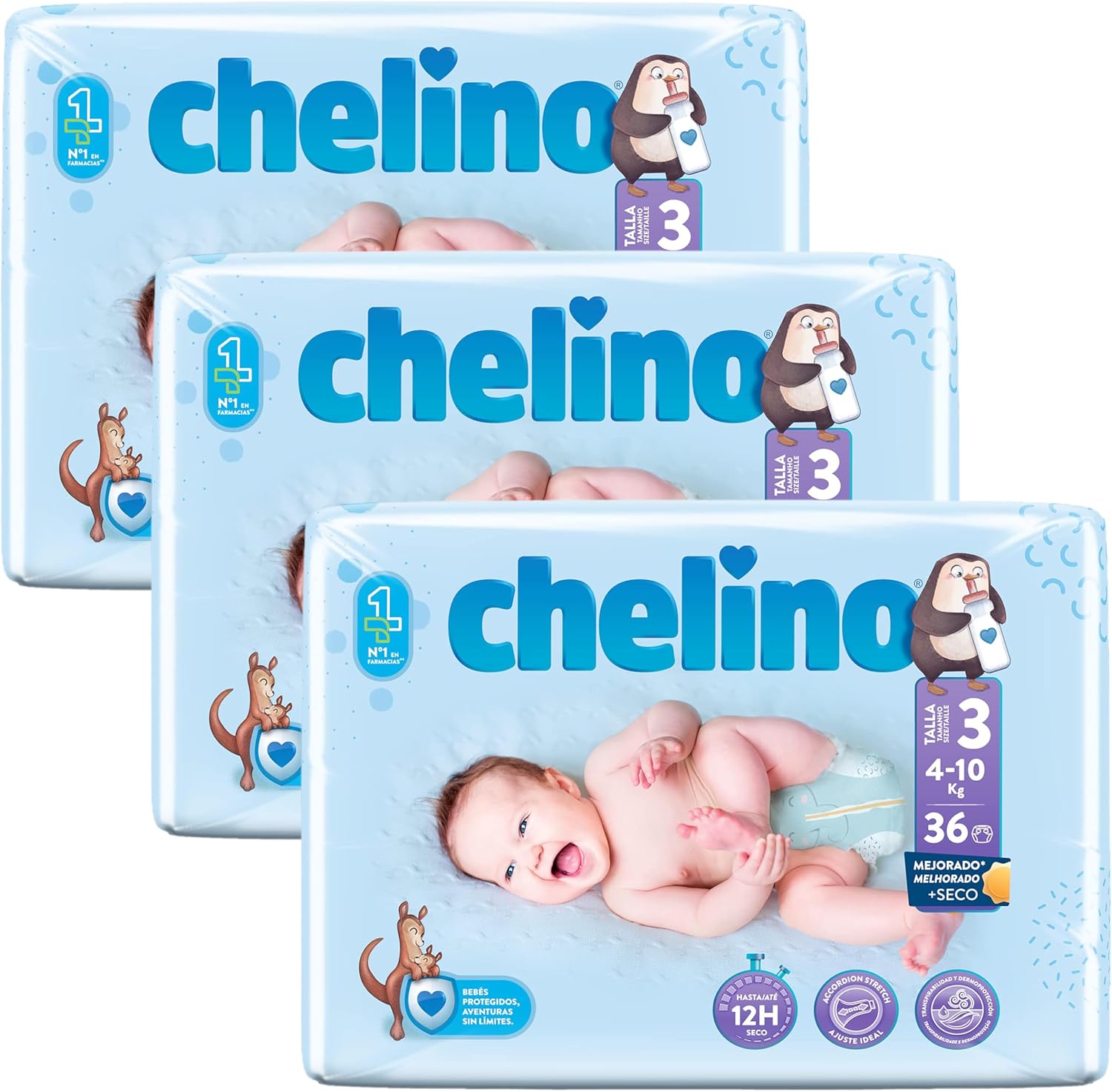 Thumbnail 5 de Chelino Pañales infantiles Talla 2 (3-6 kg) – 168 pañales, con doble barrera antiescapes