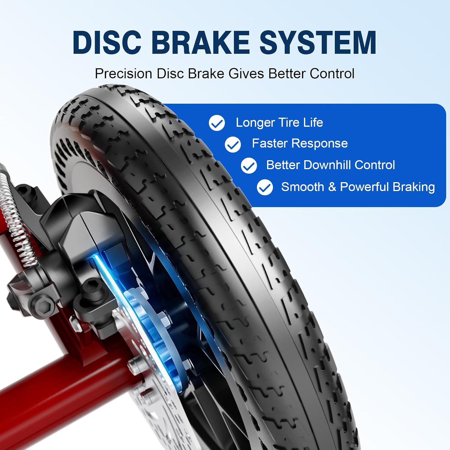 Thumbnail 6 de BlessReach All-Terrain Knee Scooter, Red, 11-Inch Front Wheels & Disc Brakes