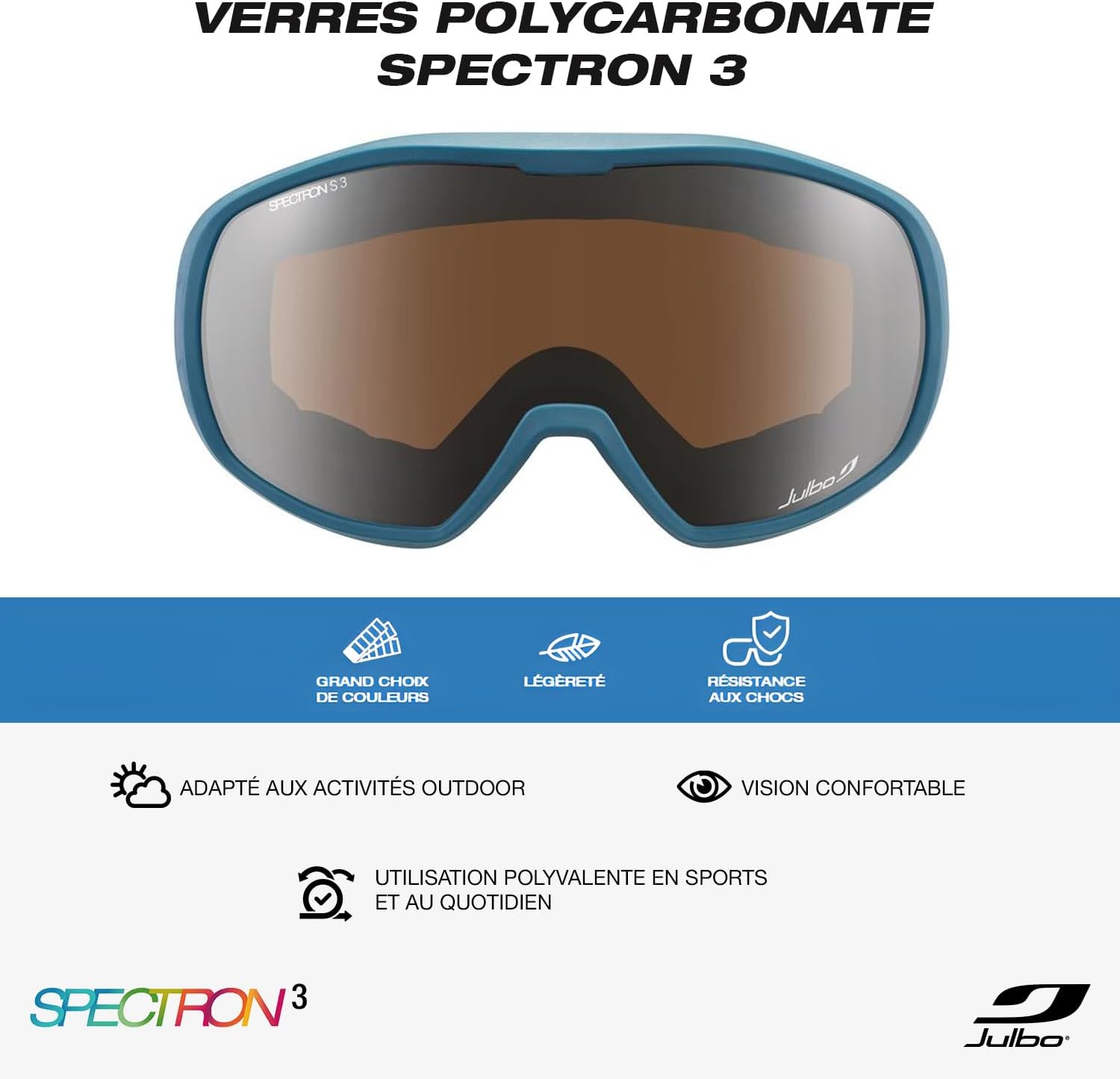 Thumbnail 3 de Masque de ski Julbo SPOT Freeride pour enfant (3–6 ans) : monture anatomique et double écran