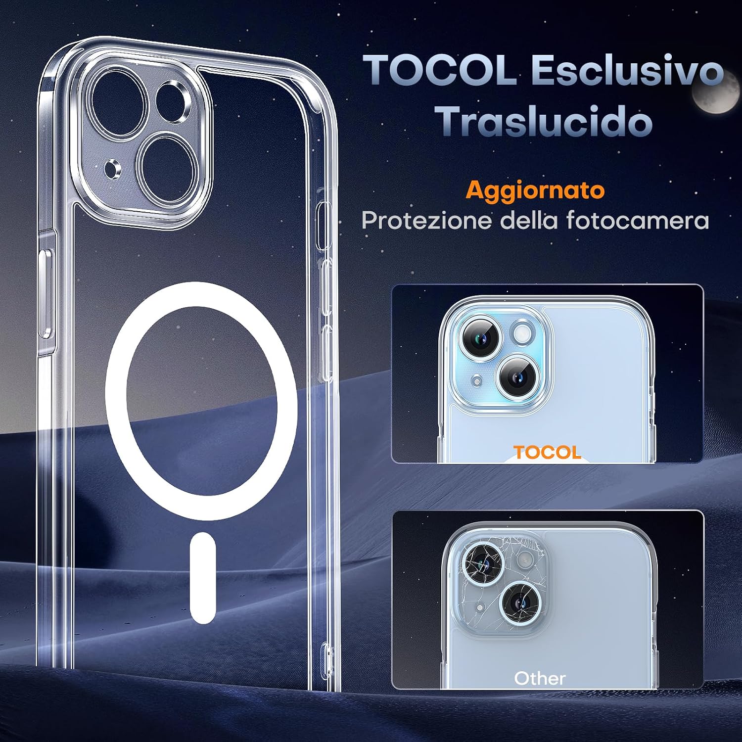 Thumbnail 4 de TOCOL Cover magnetica iPhone 15 6,1" trasparente con MagSafe