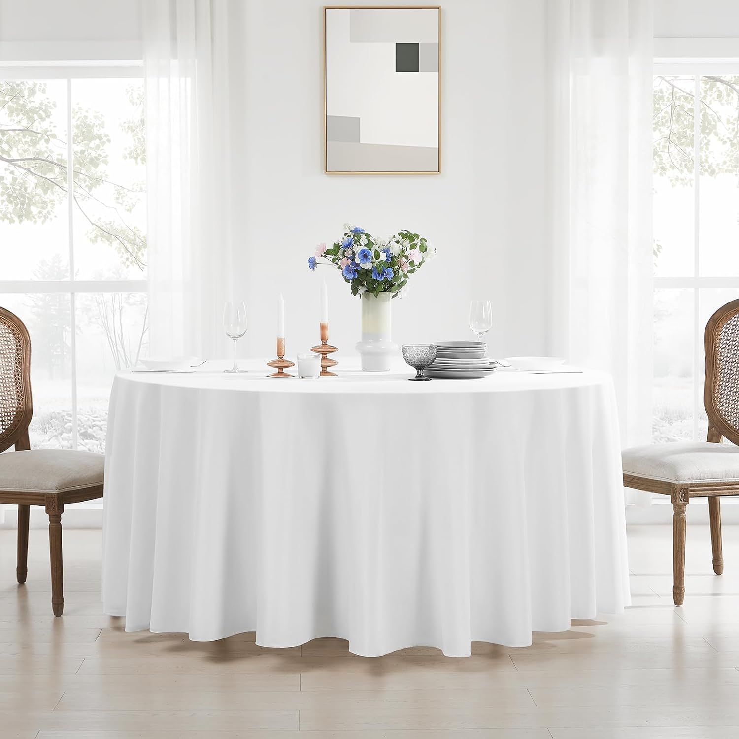 Detalle 2 de Aocoz 120 Inch Round Tablecloth Pack