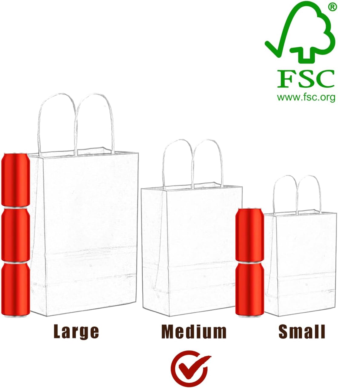 Thumbnail 4 de Gcardist 50-Pack Brown Paper Gift Bags with Handles (Medium, 10.6x8.3x4.3)