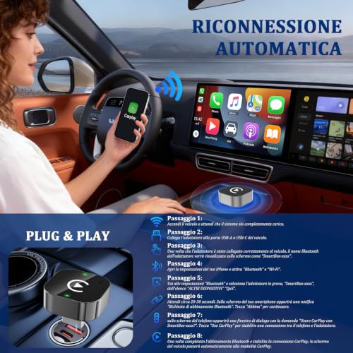 Thumbnail 6 de BSTOEM Adattatore Wireless 2-in-1 CarPlay/Android Auto USB-C: basta cavi, compatibilità ampia