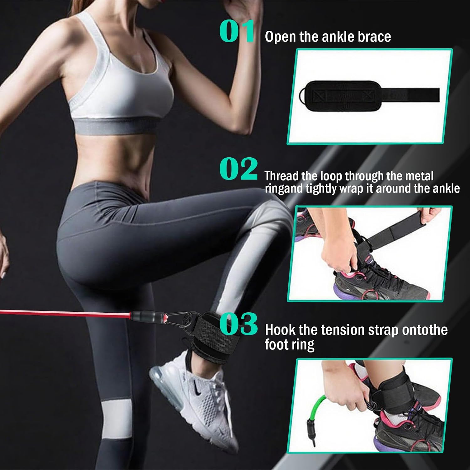 Detalle 1 de PASHOP Ankle Resistance Bands with Cuffs
