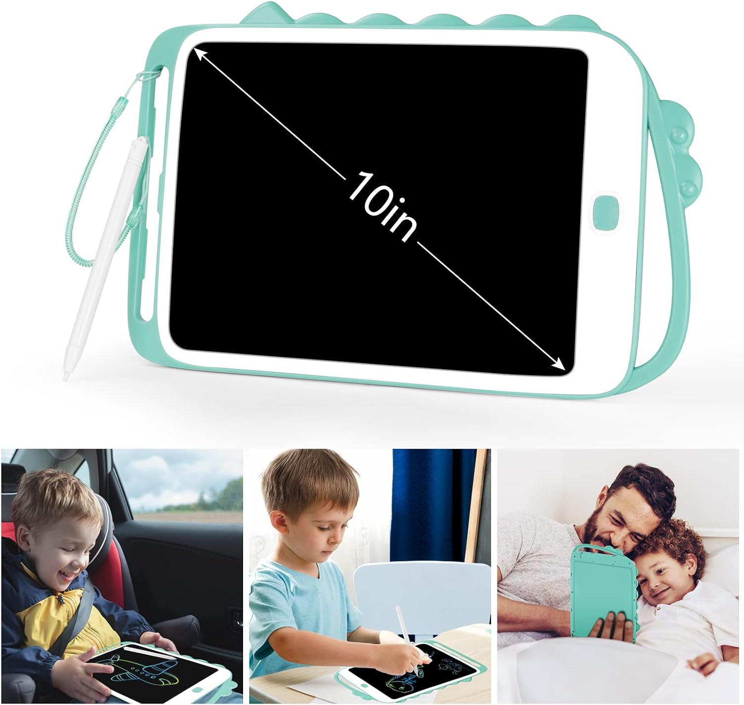 Thumbnail 1 de Vicloon VERT LCD-ritplatta, 10 tum, grön med raderingsknapp och skärmlås