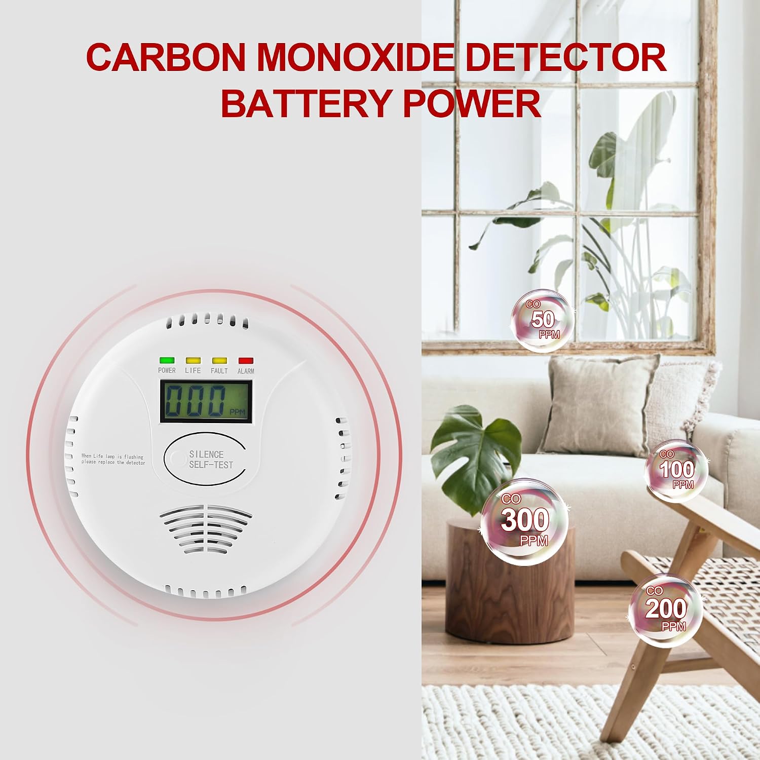 Detalle de AGSMXSYG Carbon Monoxide Alarm with Digital Display ⛑