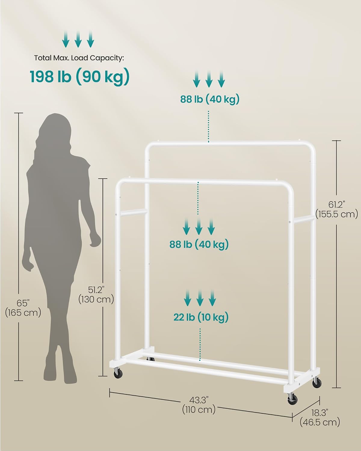 Thumbnail 4 de SONGMICS HSR017WG01 clothes rack 90 kg