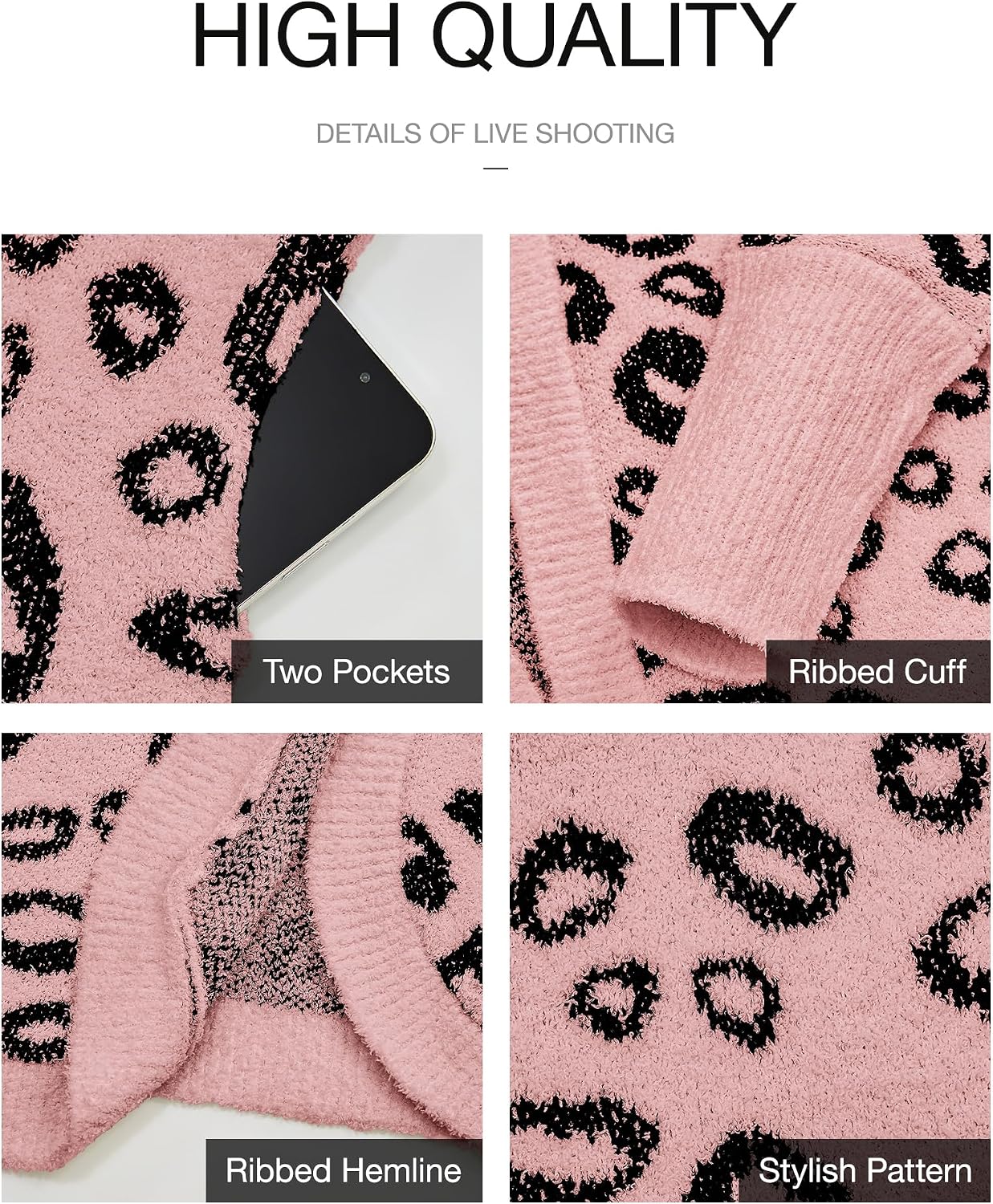 Thumbnail 6 de BTFBM BT368 Leopard-Print Women's Cardigan, Batwing Sleeves, Loose Knit