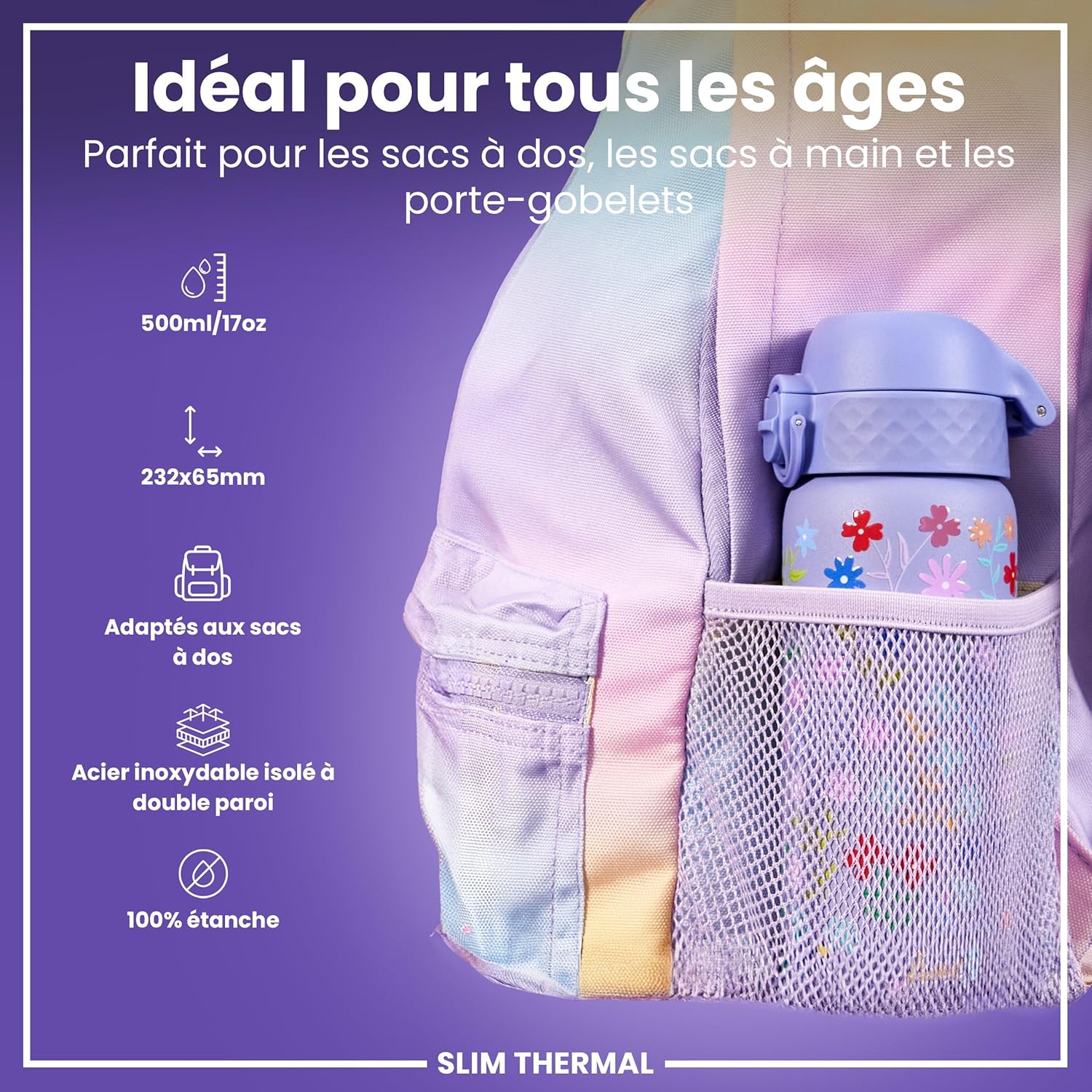 Thumbnail 1 de Ion8 Gourde Isotherme Inox 500 ml – Anti-Fuite, Facile à Ouvrir, Lavable au Lave-Vaisselle