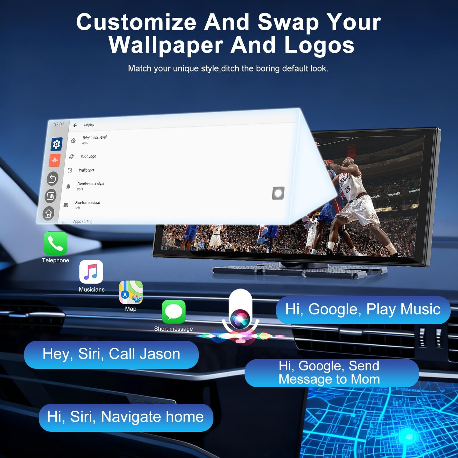 Thumbnail 5 de 11" CarPlay Screen Wireless Car Stereo