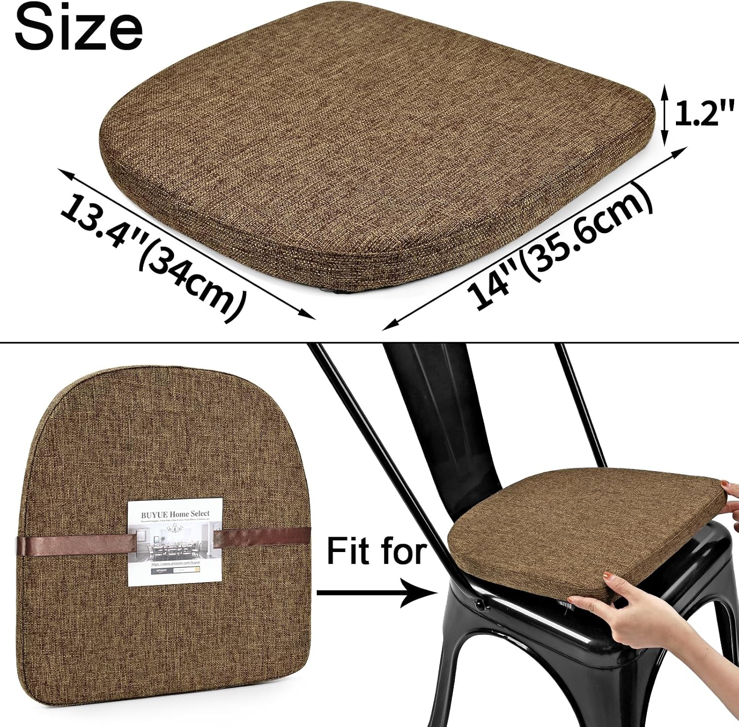Detalle 2 de BUYUE Friendly Woven Fabric Magnetic Cushions for Metal Chairs (14x14, U-Shape) – Set of 4