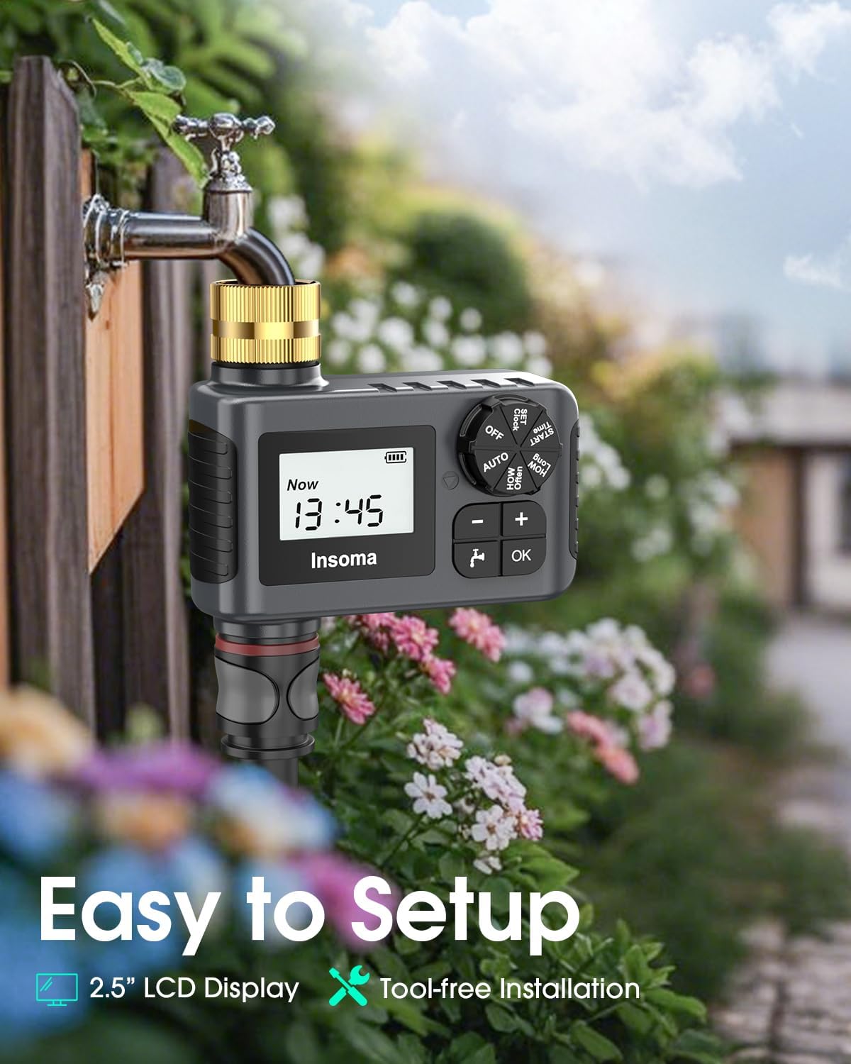 Thumbnail 6 de Insoma Water Timer for Outdoor Garden Hose with Rain Delay, Manual Mode & LCD