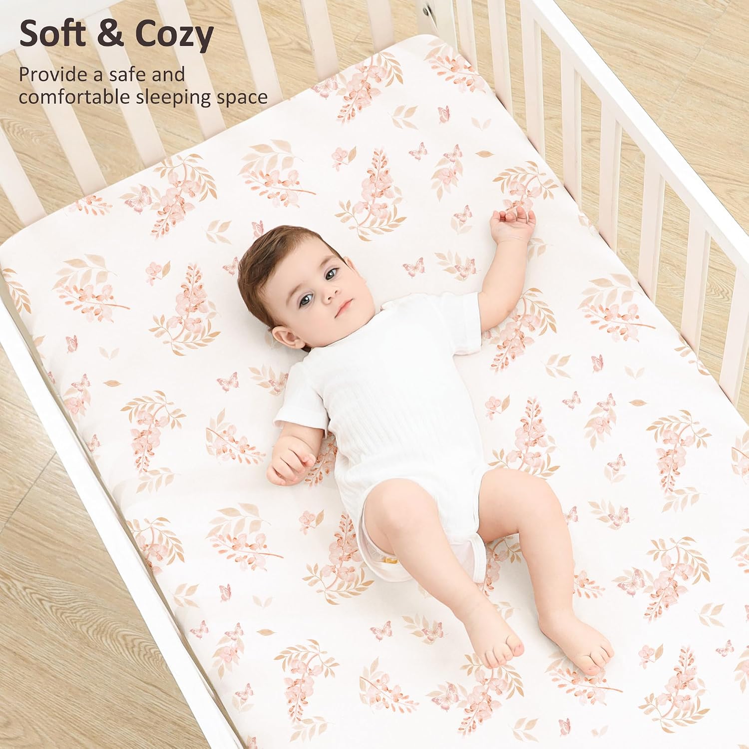 Thumbnail 1 de Bearmoss Next To Me Crib Sheets 85x51 cm – 2 Pack, Light Pink, Ultra Soft & Stretchy