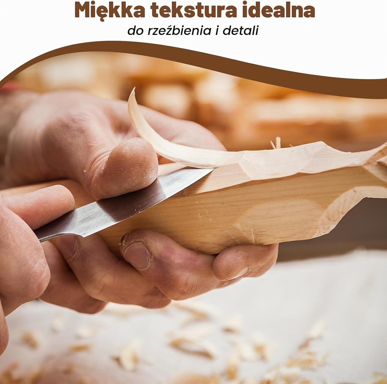 Detalle 1 de lompyeu – 22 klocki z drewna lipowego do rzeźbienia, 3 rozmiary