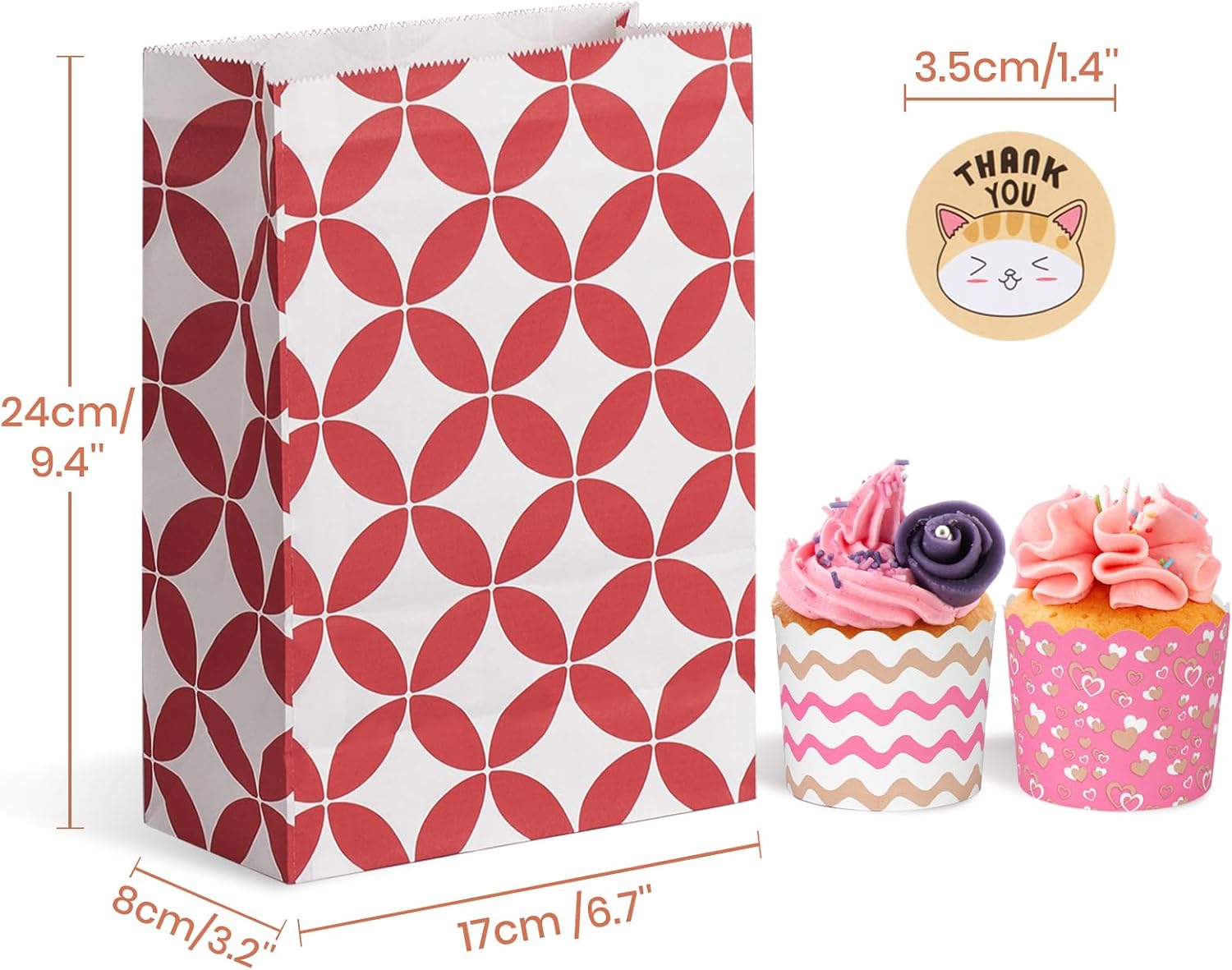 Thumbnail 1 de Parmedu Assorted Colour Paper Gift Bags — 48 Medium Bags (24 × 17 × 8 cm) with Stickers