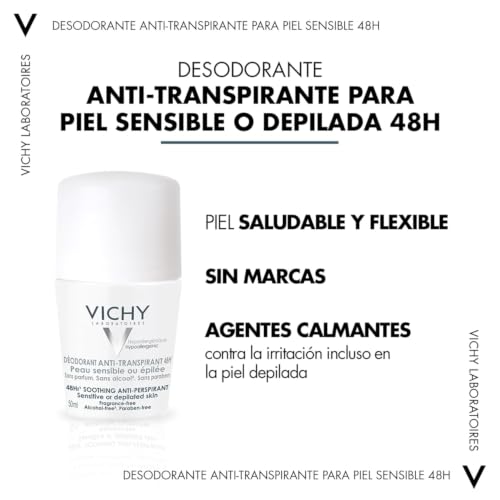 Detalle de Vichy Desodorante Bola Reguladora para Piel Sensible 50 ml – 48h de Eficacia