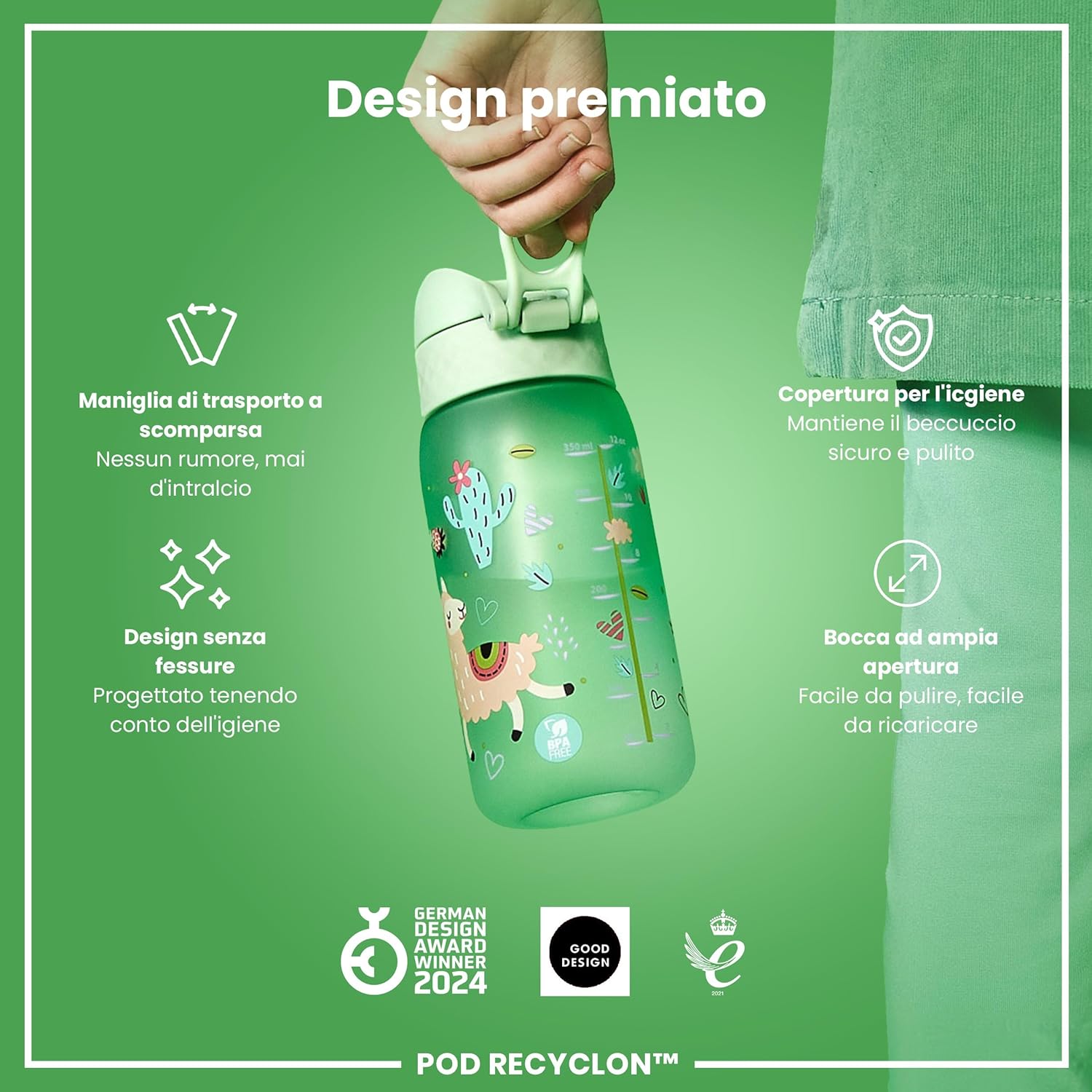 Detalle 2 de Ion8 Borraccia a Prova di Perdite – Leggera, Facile da Aprire e Lavabile in Lavastoviglie