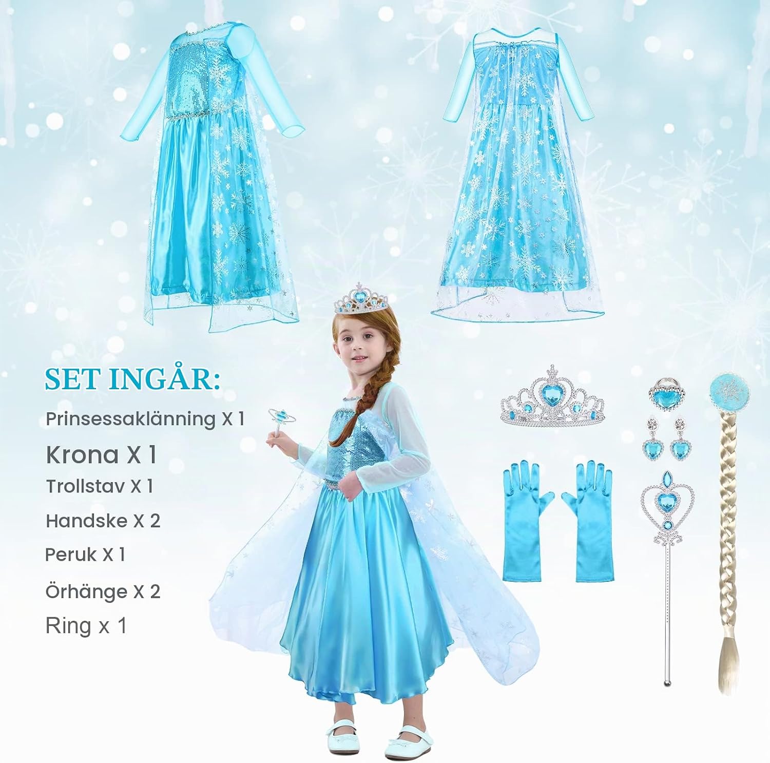Detalle de URAQT C-Prinses jurk-NL prinsessklänning, 9-delat set i polyester och bomull