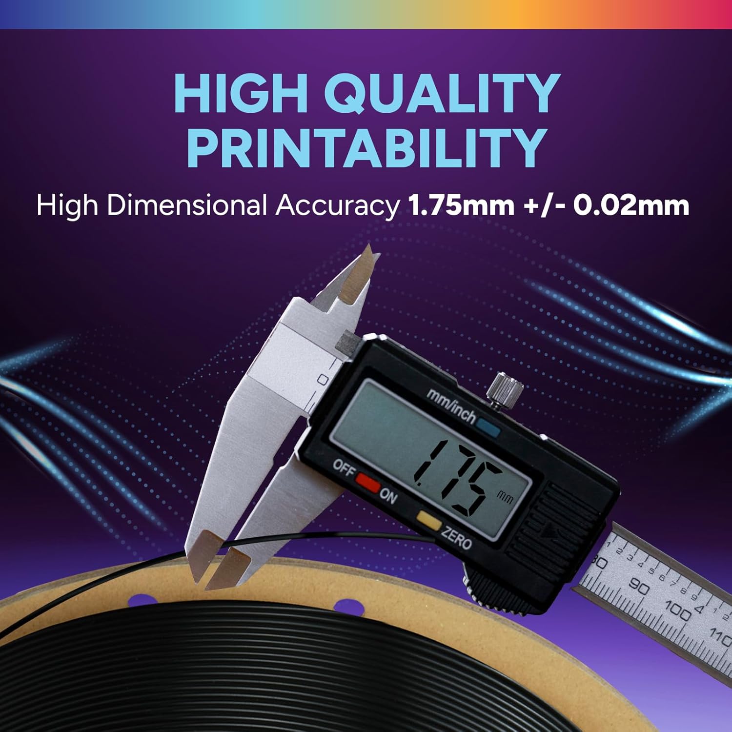 Detalle de Overture High Speed TPU Filament (95A) 1.75mm Flexible, Black—clog-free, smooth prints for FDM