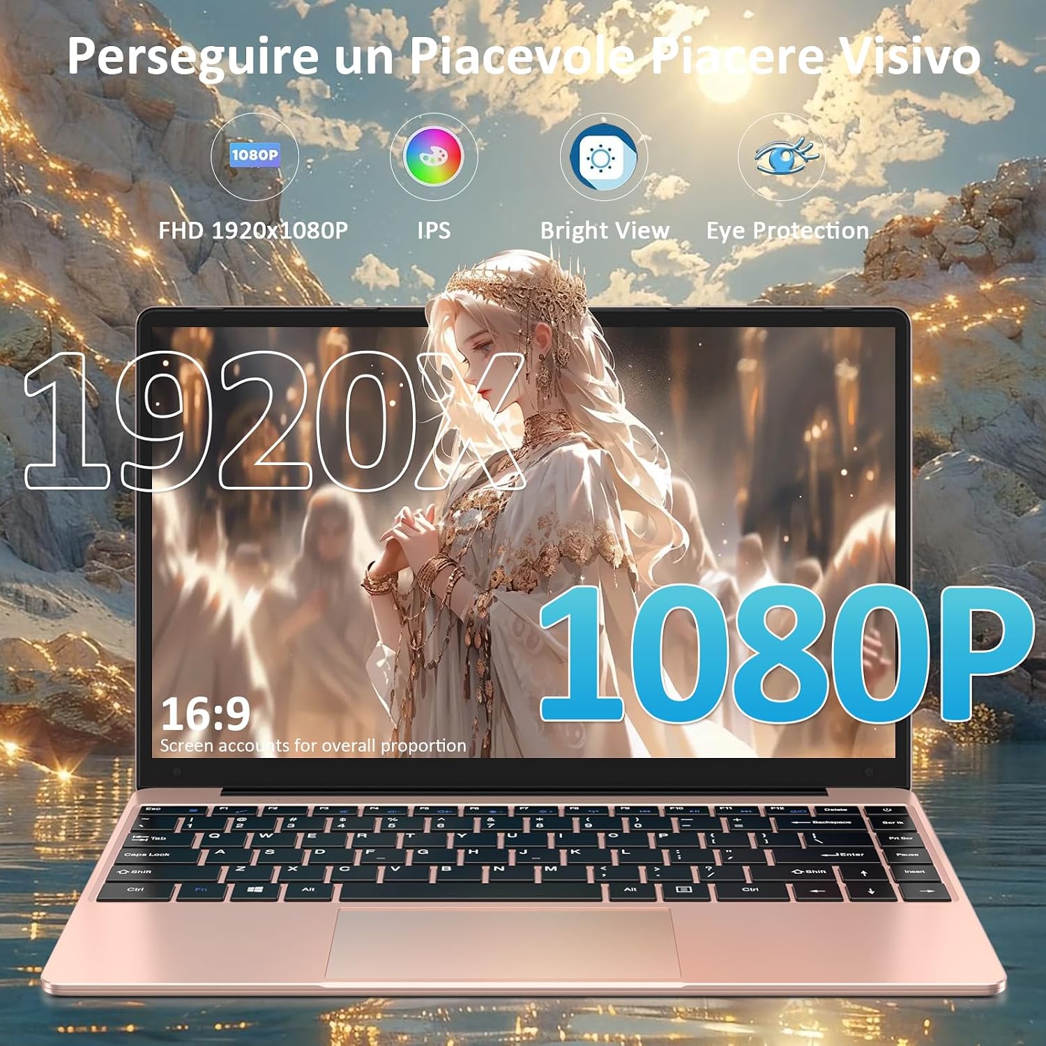 Thumbnail 1 de BVATE PC Portatile 14'': Windows 11, CPU Celeron N4020, RAM 6 GB, SSD 256 GB espandibile – gold