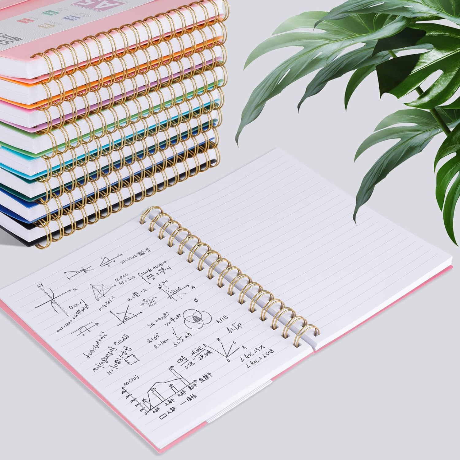 Thumbnail 6 de A4 Notebook (200 pages) – 100gsm lined paper, PVC waterproof hard cover, wirebound spiral – Pink, 21.5 x 28.5cm