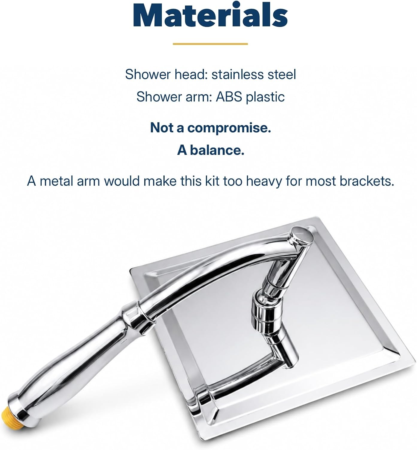 Detalle de SIEYESCITY Large Square Rainfall Shower Head with Handheld Arm (8 inch) – Universal G1/2 rain shower