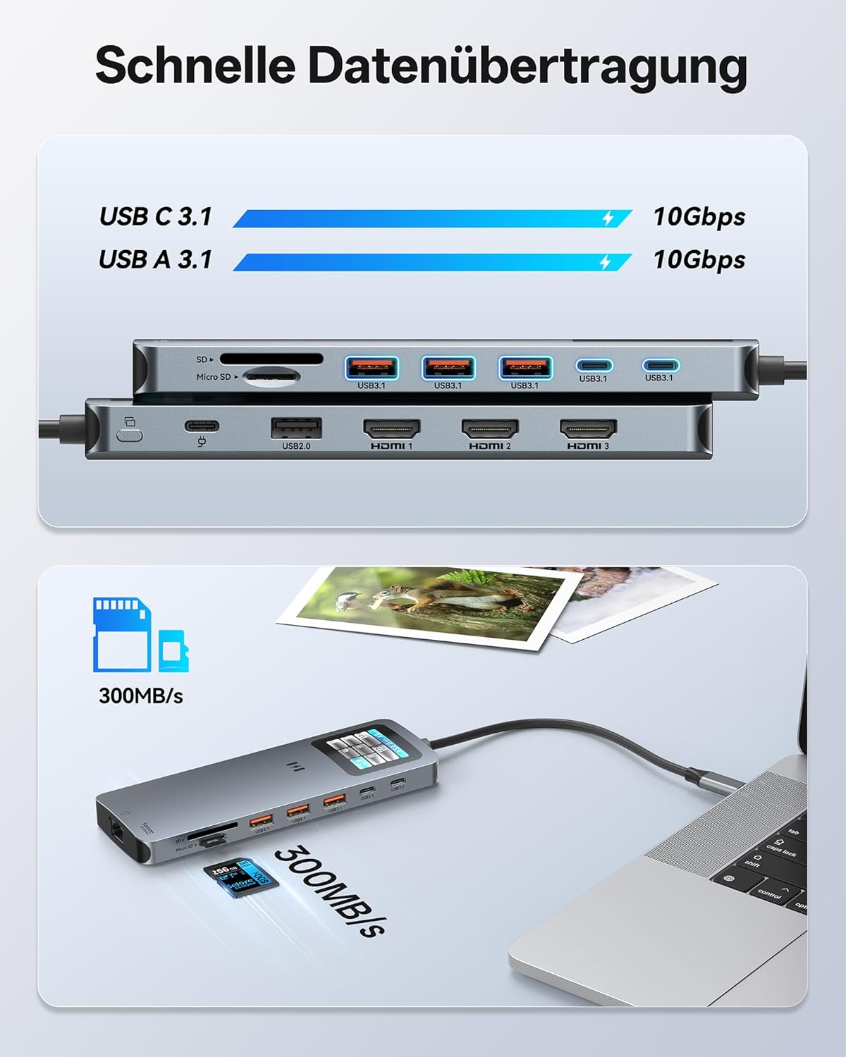 Thumbnail 6 de USB-C Docking Station 13-in-1 mit 3 HDMI-Anschlüssen – Triple-Display, 2,5G Ethernet, 100W PD