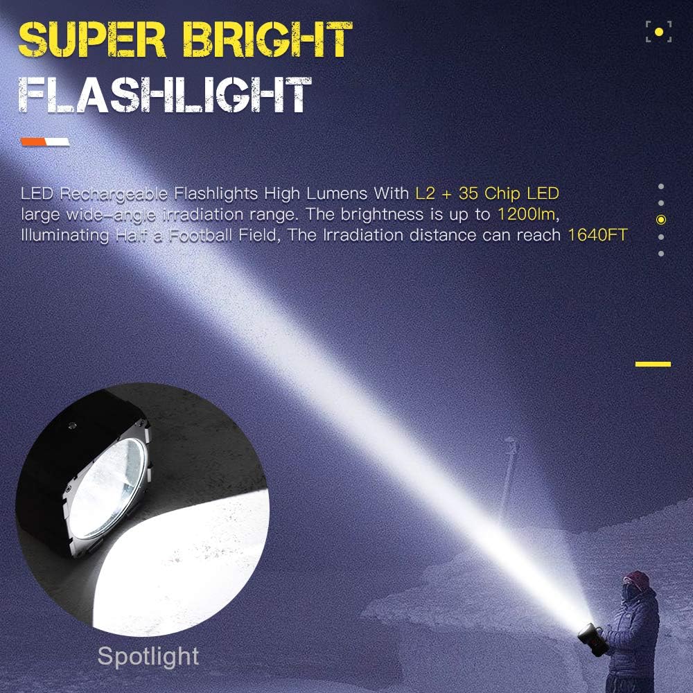 Detalle 2 de LETOUR Torch LED Super Bright 10000mAh 4800LM Multifunction Rechargeable Torch & Power Bank