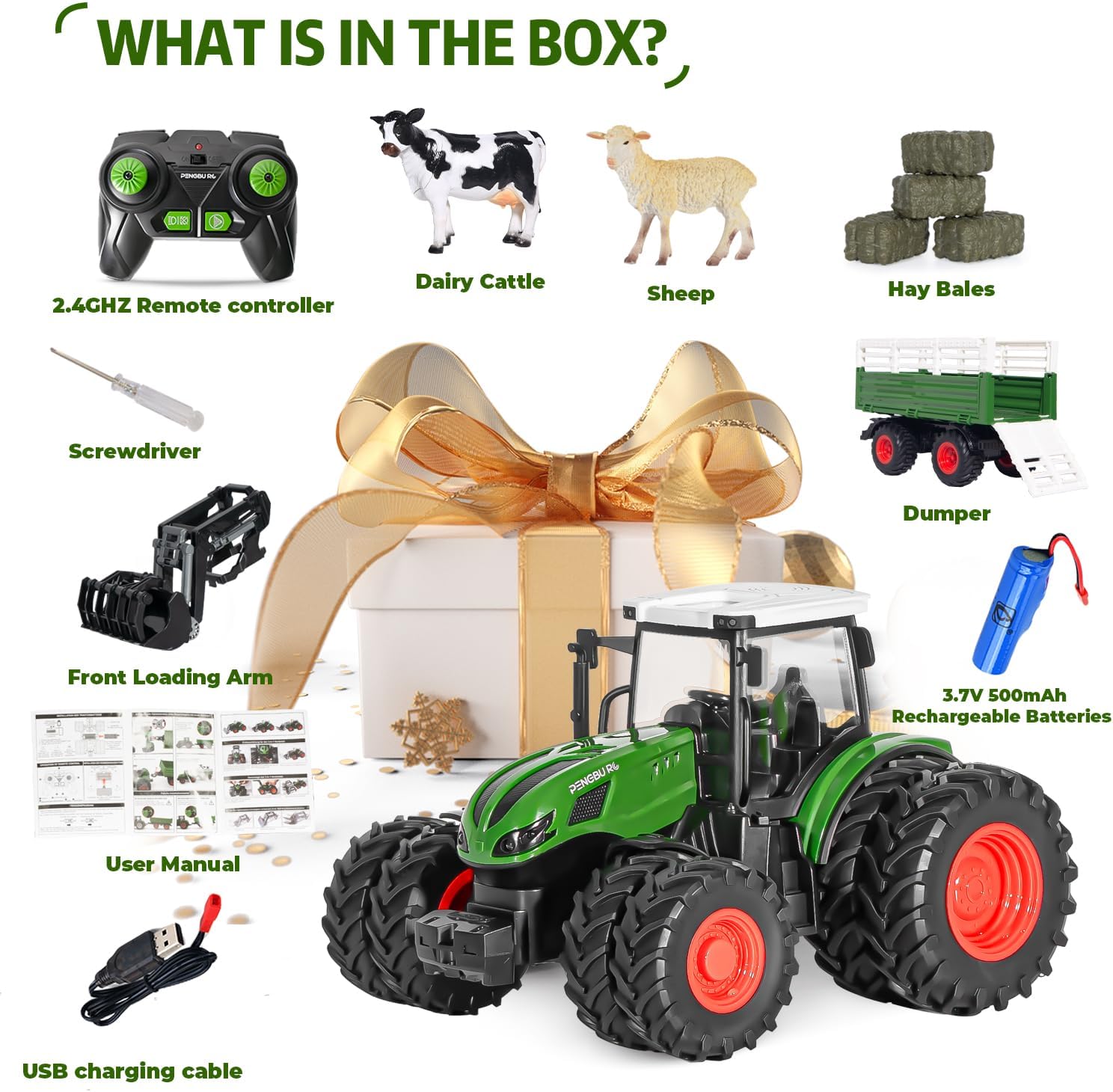 Thumbnail 6 de PENGBU Trattore Telecomandato per Bambini 3–8 anni: set agricolo completo con mucca, pecora e accessori