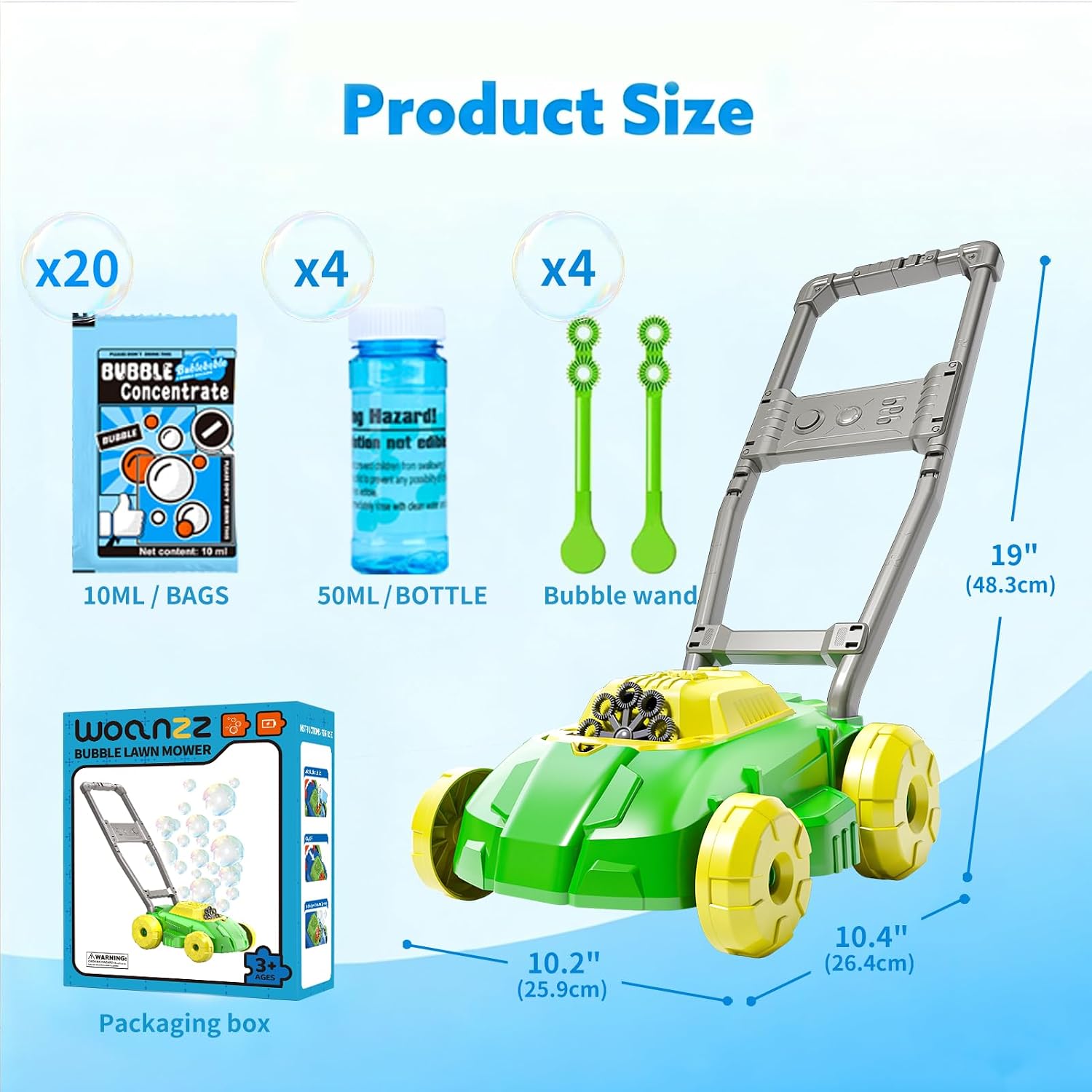 Thumbnail 2 de WOANZZ Bubble Lawn Mower for Toddlers (1-3) – Auto Bubble Blower with Music, 30-Piece Gift Set