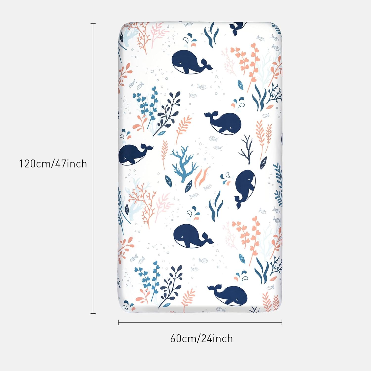 Detalle de 2 Pack Cot Sheets: 120 x 60 cm Microfibre Fitted Sheets (Whales) for Bassinet/Oval Cribs