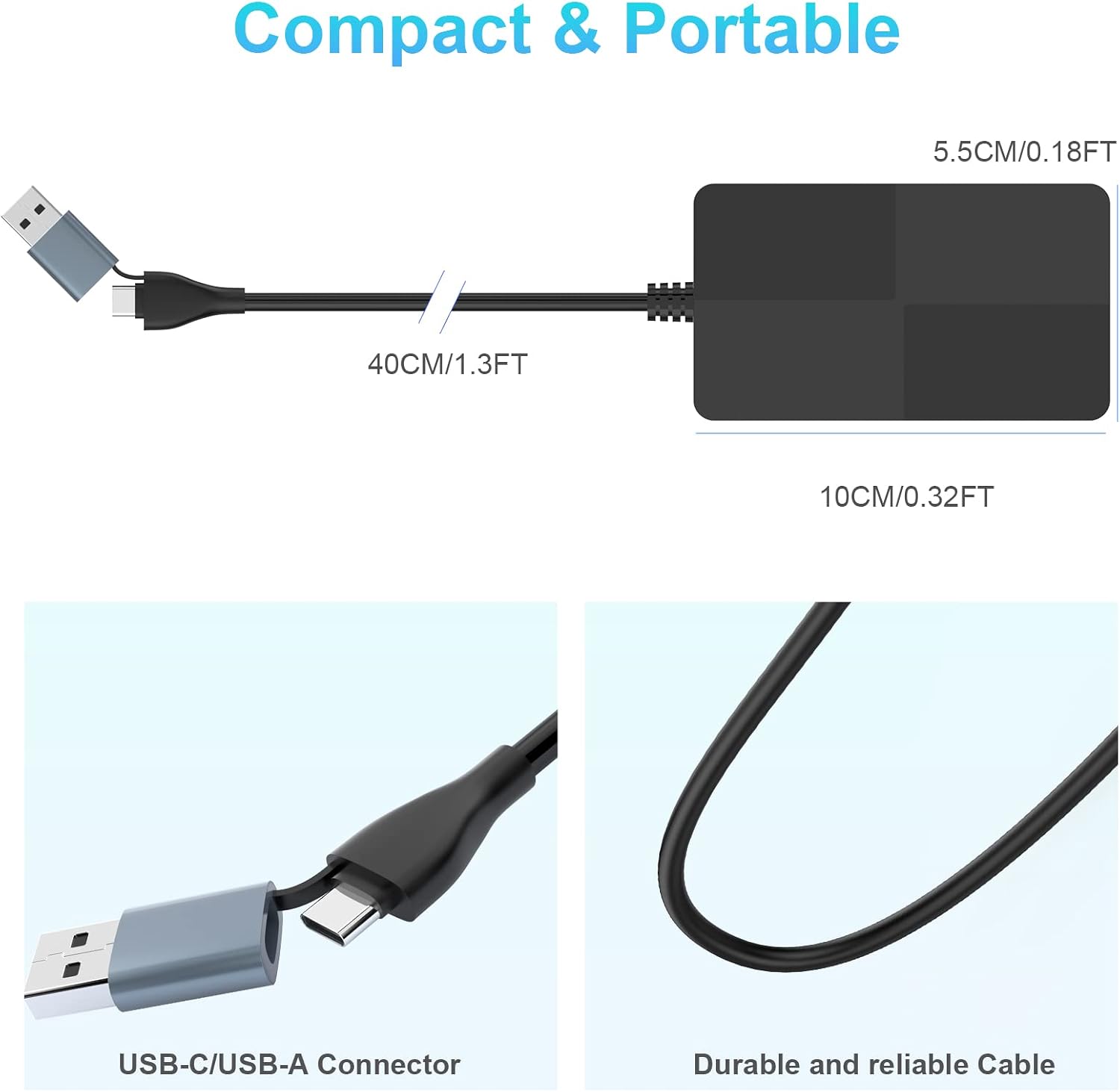 Thumbnail 6 de USB-C USB-3.0 Multi-Kartenleser (8-in-2) Hub-Adapter für SD/TF/CF/XD/MS – 3×USB 3.0 + Kartenleser