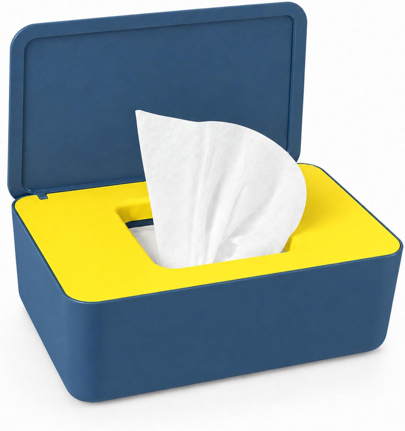 Detalle de jiuzcare Wet Wipes Box with Flip Lid – Blue Yellow Dispenser