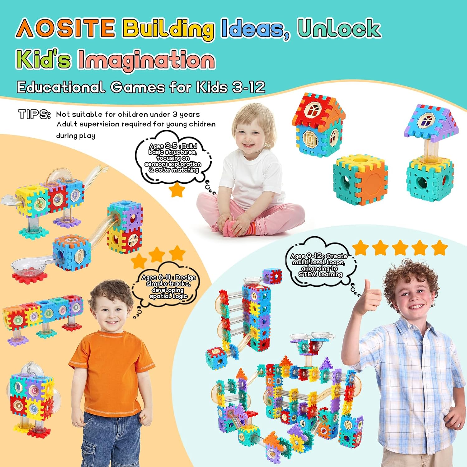 Detalle 2 de AOSITE 234-Piece Marble Run Kit for Kids (Ages 3–12)