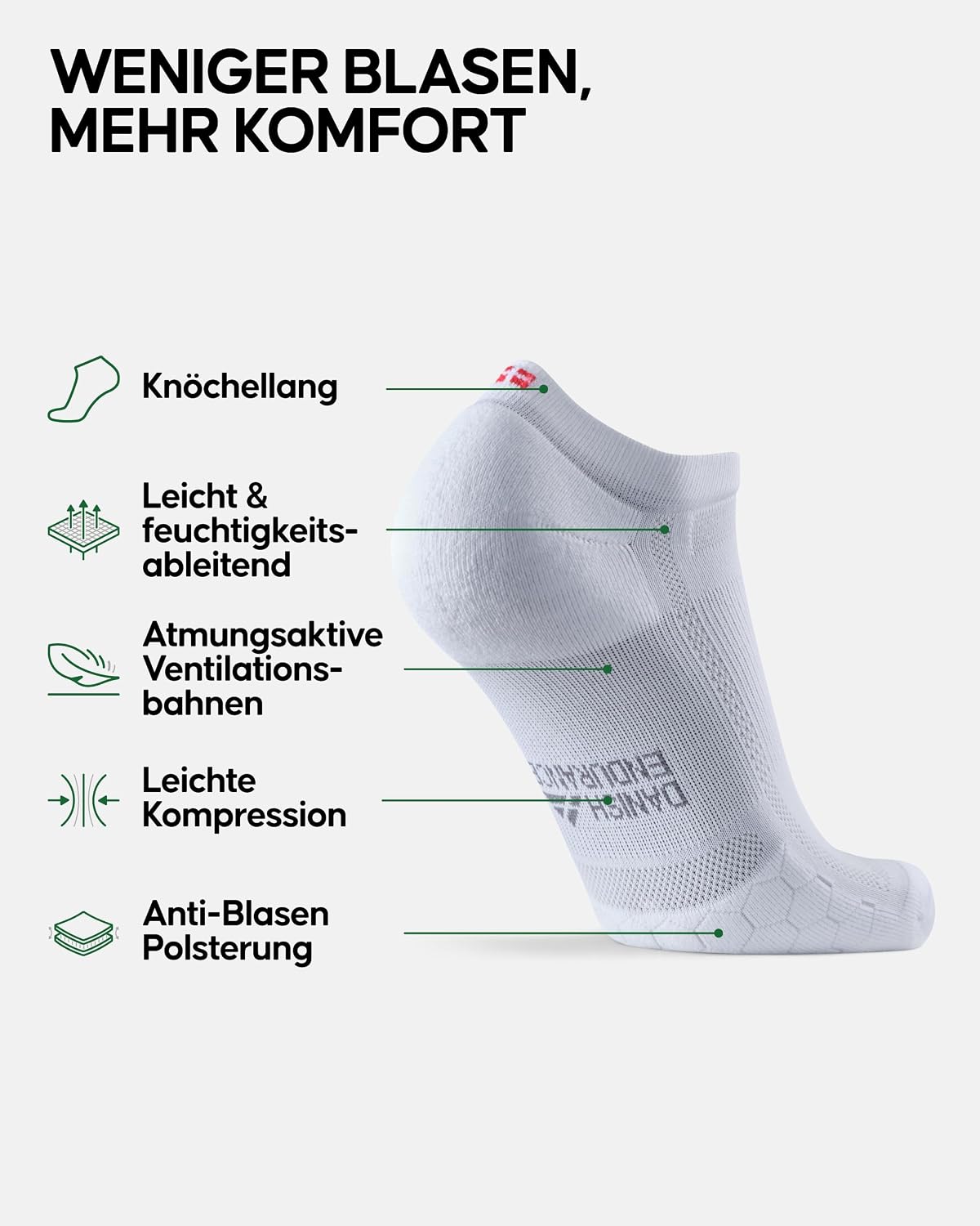 Thumbnail 1 de DANISH ENDURANCE Kurze Laufsocken – atmungsaktiv, leicht gepolstert und mit Anti-Schweiß-Technologie