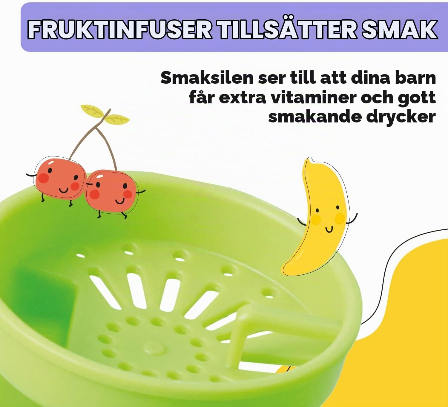 Detalle 1 de schmatzfatz Klarstein vattenflaska 500 ml, grön med fruktinsats och 1-klickslock