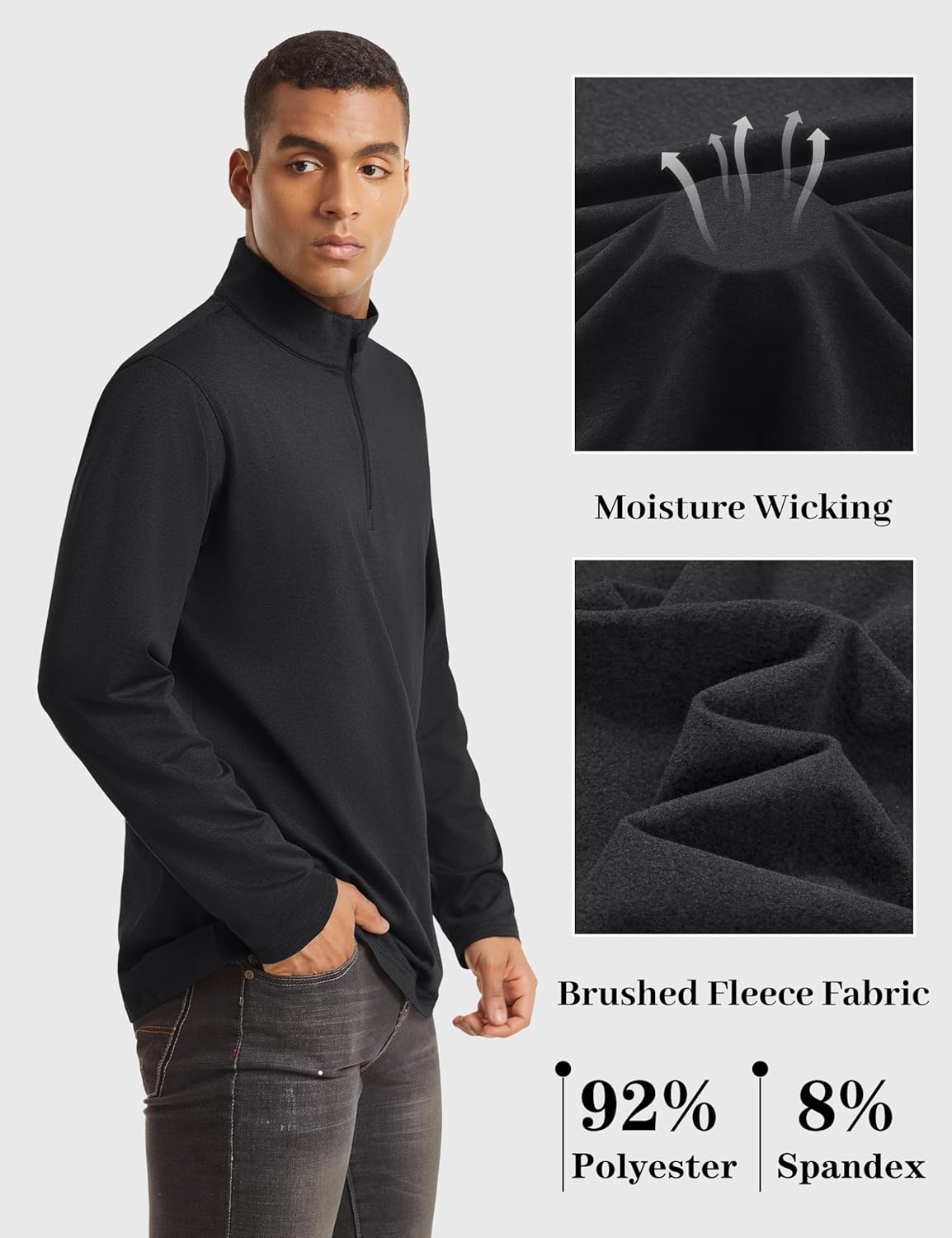 Thumbnail 3 de KEFITEVD men’s 1/4 zip fleece-lined pullover sweatshirt with stand collar