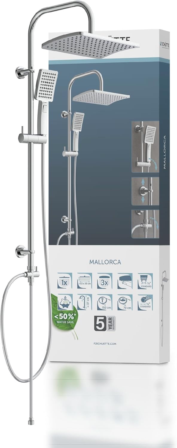 Thumbnail 3 de SCHÜTTE Kit de douche Malorca - Colonne assortie douche pluie et douchette 3 jets, barre réglable en hauteur