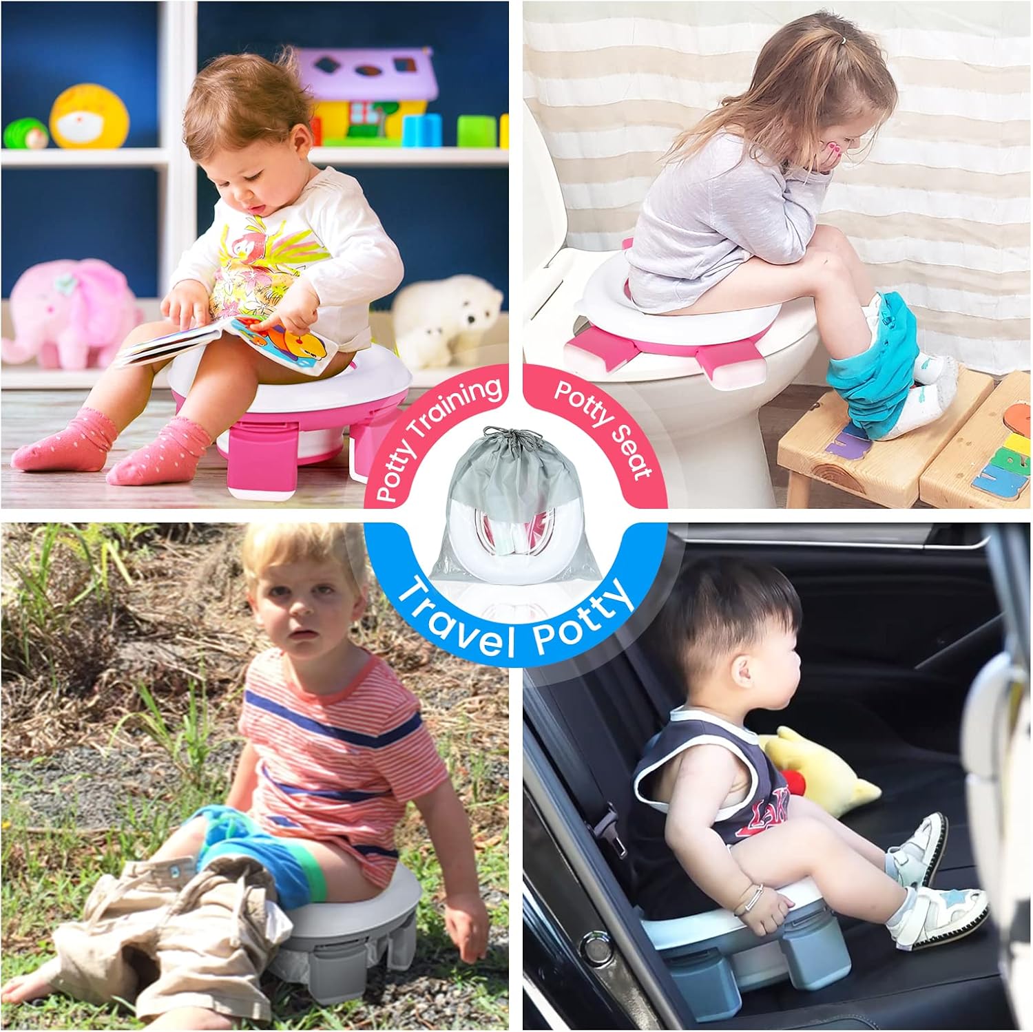 Thumbnail 5 de Orzbow Vasino portatile per bambini da viaggio con 40 sacchetti igienici e seduta stabile (rosa)