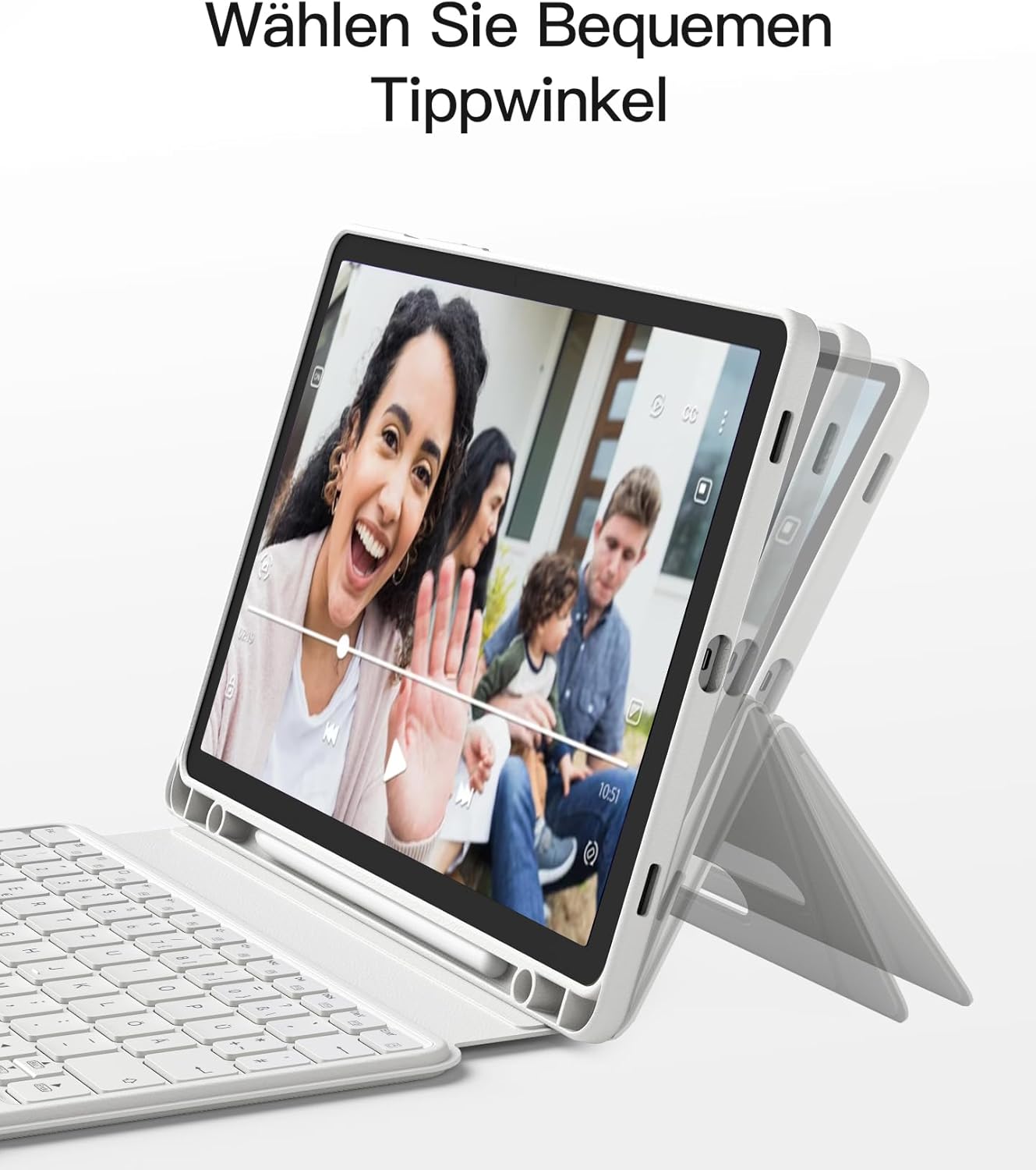 Thumbnail 6 de Inateck Hülle mit Tastatur für Samsung Galaxy Tab S10 Lite / S10 FE / S9 FE / S9 – abnehmbare Tastatur, Touchpad, Doppelständer