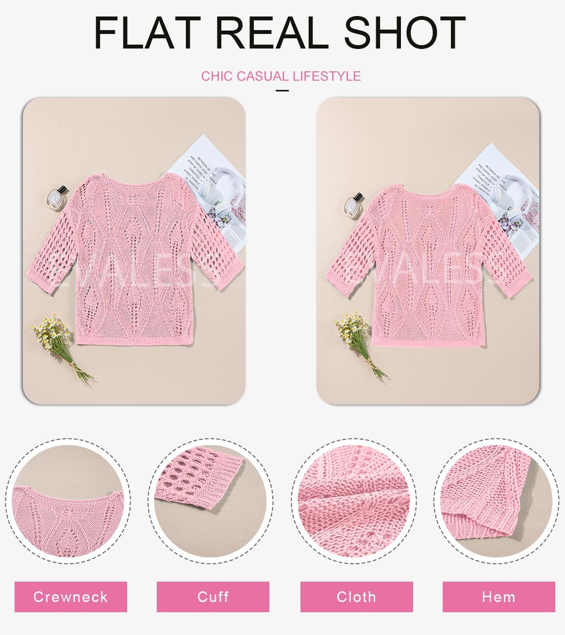 Thumbnail 4 de EVALESS Crochet Hollow Out Knit Top - Off Shoulder Beach Cover Up (Spring/Summer 2026)