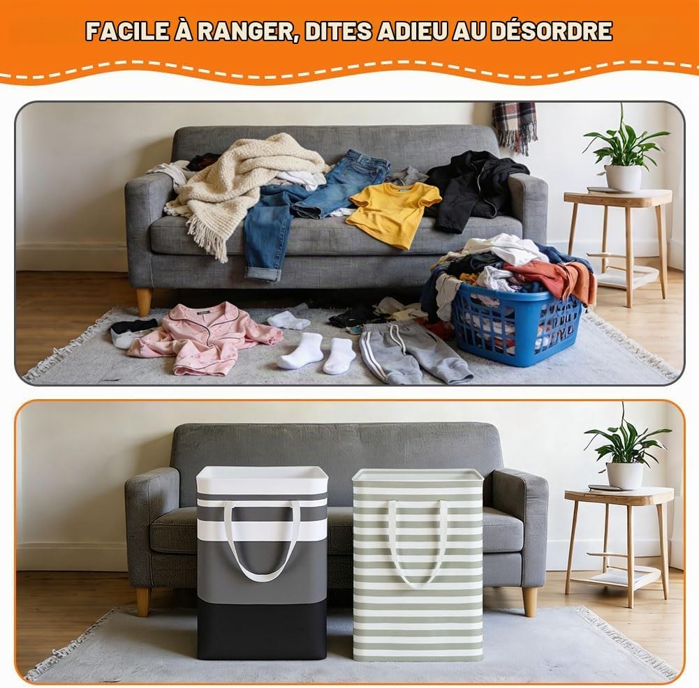 Detalle 1 de AUAUY 5455554 opvouwbare wasmanden, set van 2, waterdicht