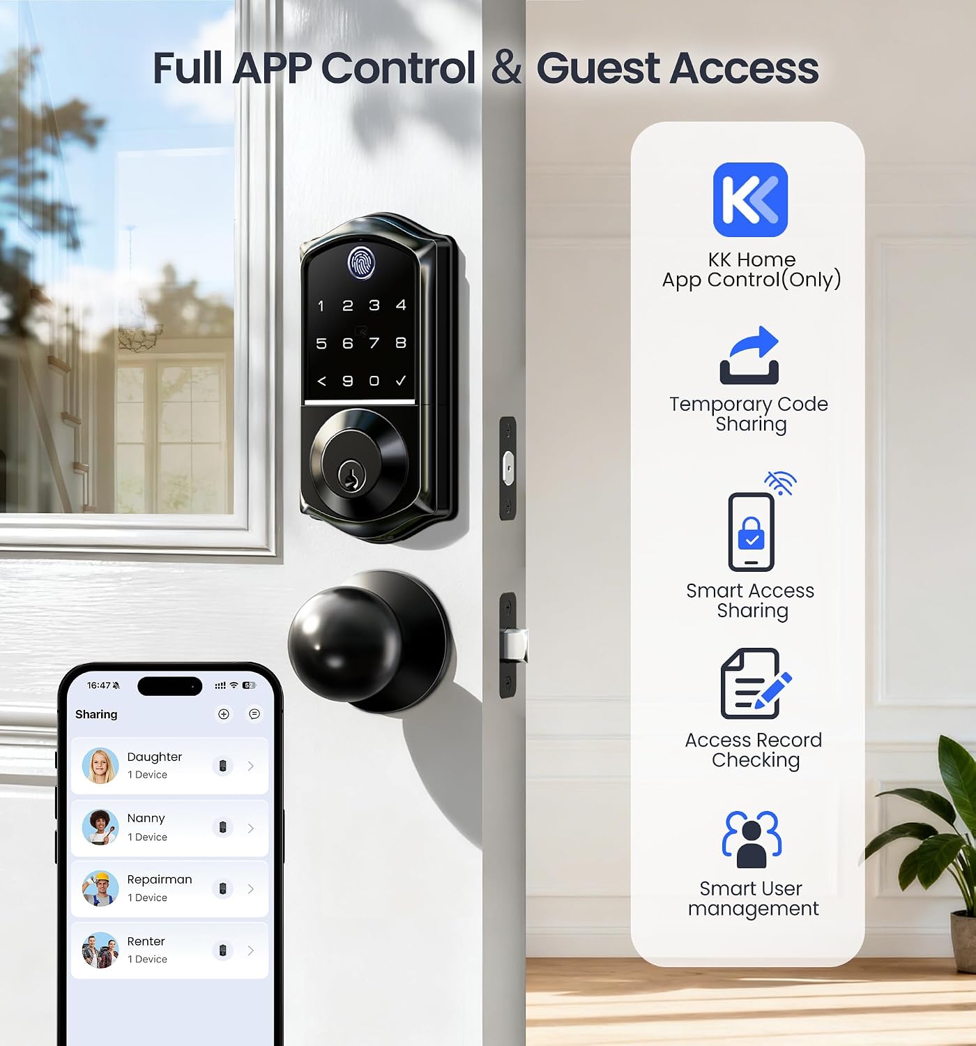 Thumbnail 1 de Veise Smart Front Door Lock, Matte Black