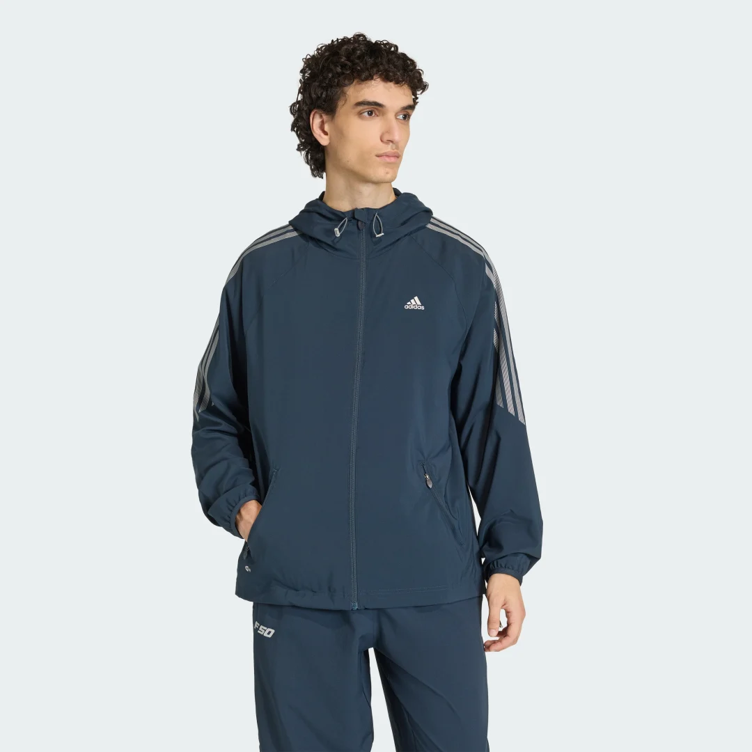 Detalle de Cortavientos a rayas REGULAR de Adidas — Azul