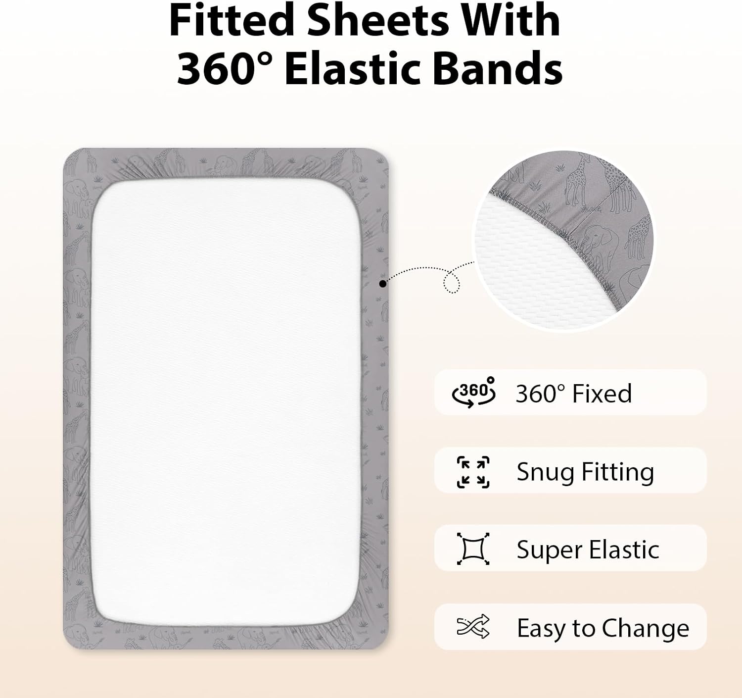 Thumbnail 5 de Unnivoll Travel Cot Sheets 95 x 65 cm fitted pack